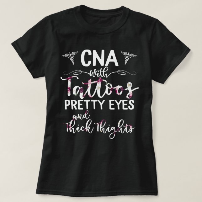 Camiseta Enfermera De Enfermería Con Ojos De Bonito Tattoos (Diseño del anverso)
