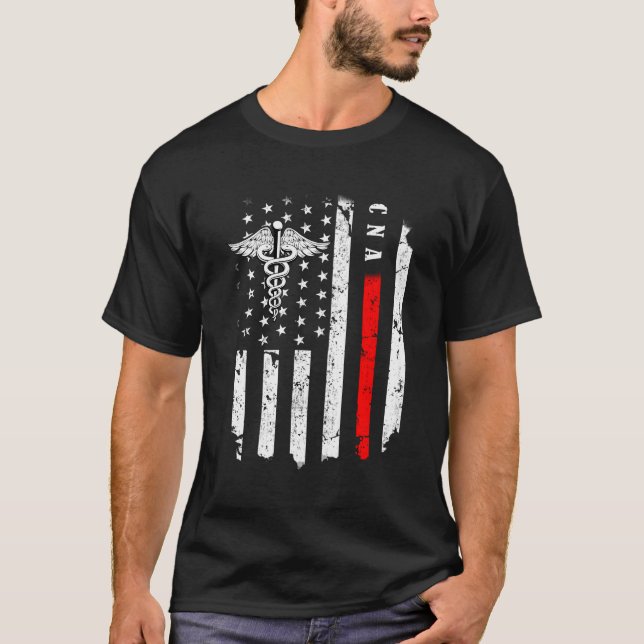 Camiseta Enfermera De Enfermería De Bandera Estadounidense  (Anverso)