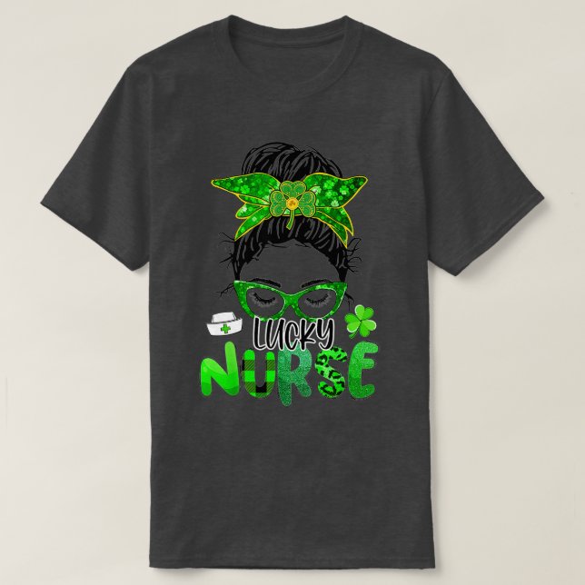 Camiseta Enfermera de enfermería St Patrick's Day Shamrock  (Diseño del anverso)