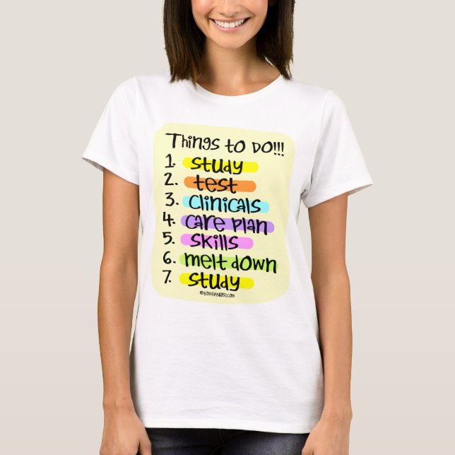 Camiseta Enfermera de estudiante para hacer la lista (Anverso)
