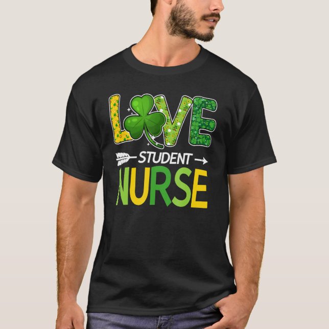 Camiseta Enfermera de estudiantes St Patricks Day Love Stet (Anverso)