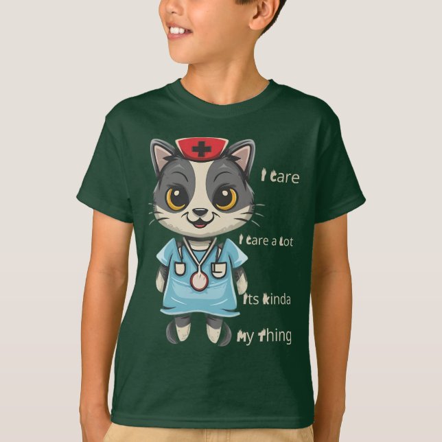 Camiseta Enfermera de gatos que se preocupa: es mi cosa (Anverso)