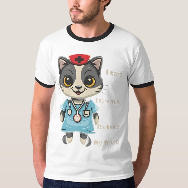Camiseta Enfermera de gatos que se preocupa: es mi cosa (Anverso)