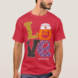Camiseta Enfermera de Halloween Calabaza disfraces de amor