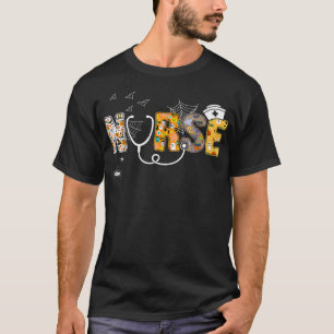Camiseta Enfermera de Halloween con bruja araña de calabaza
