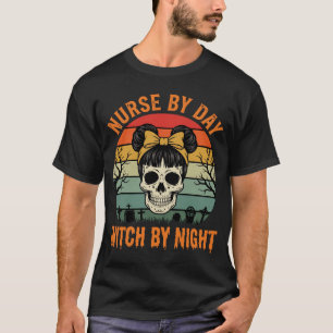 Camiseta Enfermera de Halloween de Día Bruja de Noche Calav