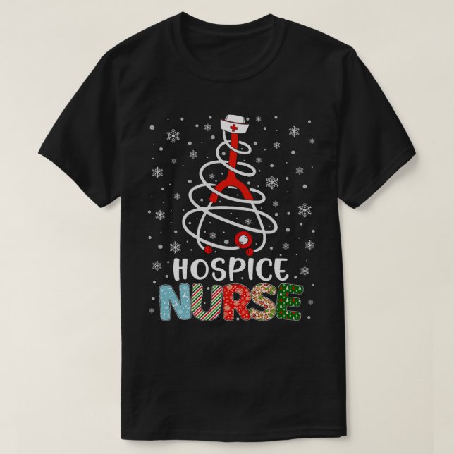 Camiseta Enfermera de hospicio rudimentaria de Navidad árbo (Diseño del anverso)