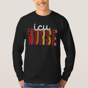 Camiseta Enfermera De Icu Plaid Red Love Heart Stethoscope 