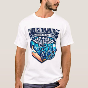 Camiseta Enfermera de Infusión Entregando Cuidados Escudo d