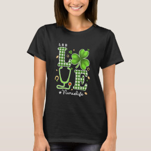 Camiseta Enfermera de L&D Día de San Patricio Amor Estetosc