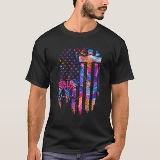 Camiseta Enfermera de la Cruz de la Bandera Enfermería Patr
