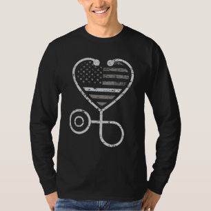 Camiseta Enfermera de la enfermera de la línea gris delgada