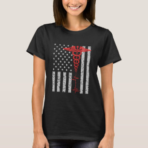 Camiseta Enfermera de la línea roja delgada Bandera estadou