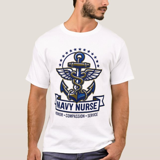 Camiseta Enfermera de la Marina Honor Compasión Servicio (Anverso)
