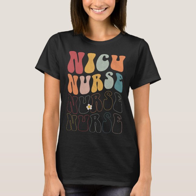 Camiseta Enfermera de la NICU de Cute Groovy RN UCI ER Pérd (Anverso)