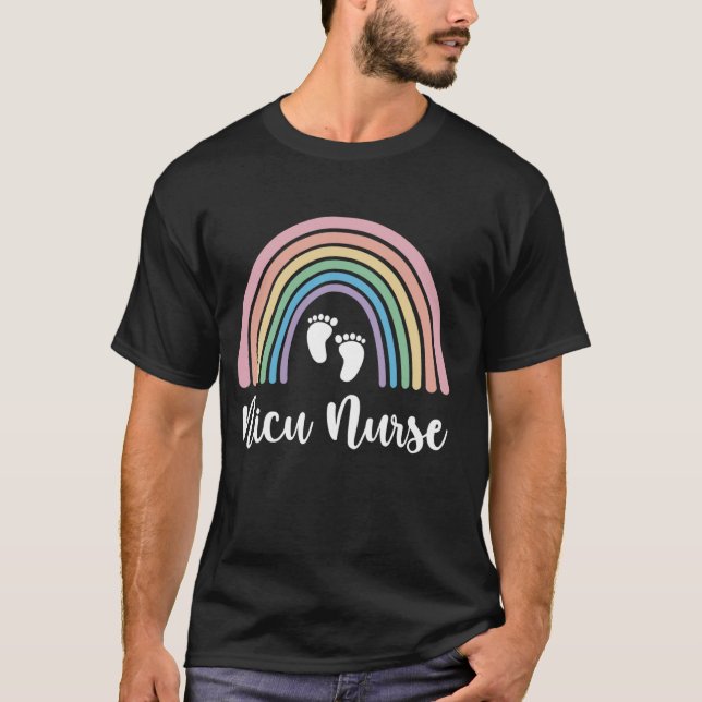 Camiseta Enfermera de la NICU Equipo neonatal Boho Rainbow  (Anverso)