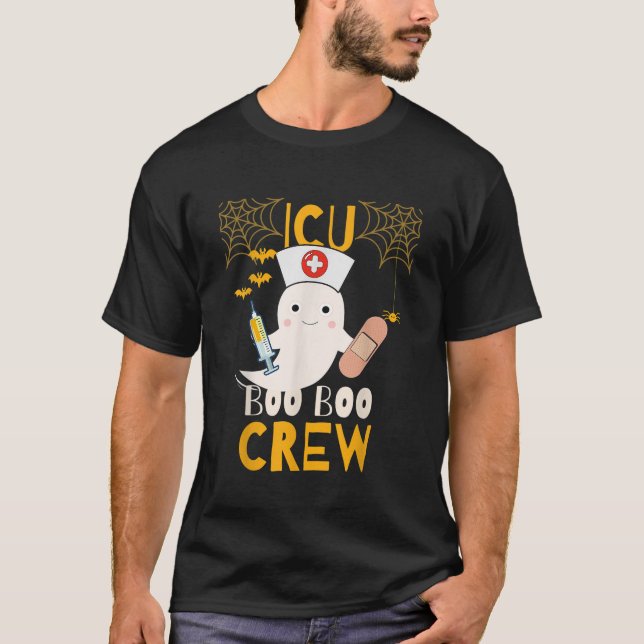 Camiseta Enfermera de la tripulación de boo de ICU Boo Boo  (Anverso)
