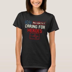 Camiseta Enfermera de la UCI Bandera Americana Heartbeat Cu