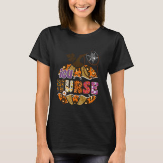 Camiseta Enfermera de la UCI Halloween Calabaza leopardo Cu