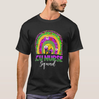 Camiseta Enfermera de la UCI Máscara Mardi Gras y cuentas G