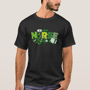 Camiseta Enfermera de la UCI St Patricks Day Love Stethosco