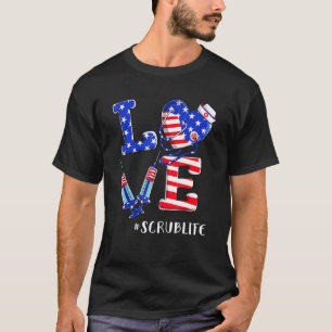 Camiseta Enfermera De La Vida De Amor 4 De Julio Bandera Es