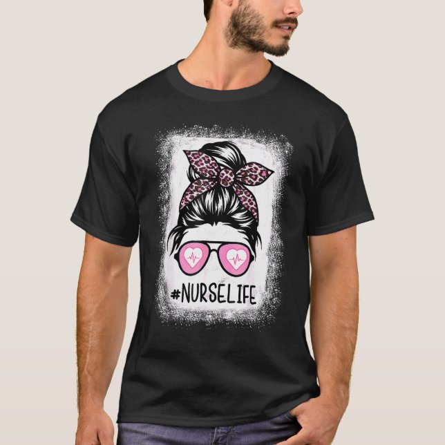 Camiseta Enfermera de la vida de la enfermera leopardo rosa (Anverso)