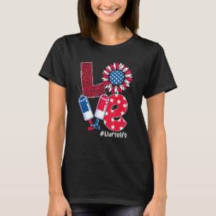 Camiseta Enfermera de la vida del amor Girasol Estetoscopio