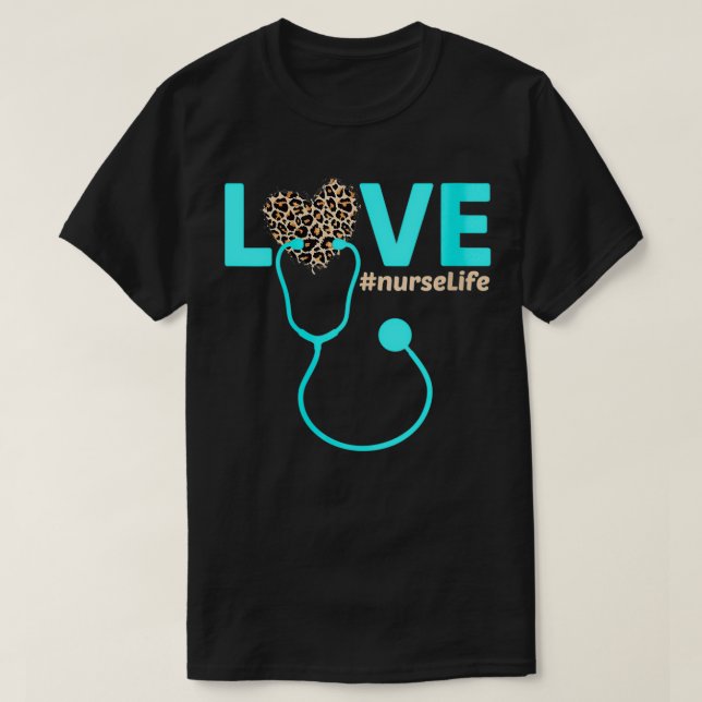 Camiseta Enfermera de la vida RN LPN CNA Leopard Nu (Diseño del anverso)