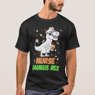 Camiseta Enfermera de limpieza de dinosaurio Vida de café R