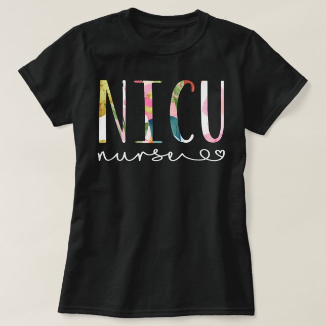 Camiseta Enfermera de NICU Diseño floral lindo Enfermería d (Diseño del anverso)
