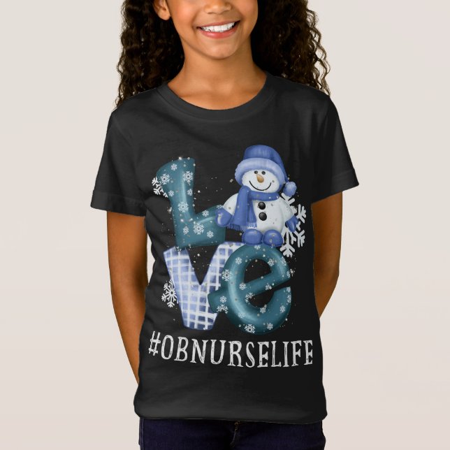 Camiseta Enfermera de OB Love Snowman Xmas Graciosa Tempora (Anverso)