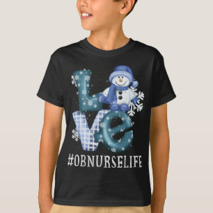 Camiseta Enfermera de OB Love Snowman Xmas Graciosa Tempora