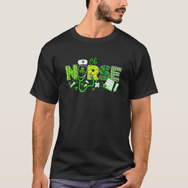 Camiseta Enfermera de Ob St Patricks Day Love Stethoscope R (Anverso)