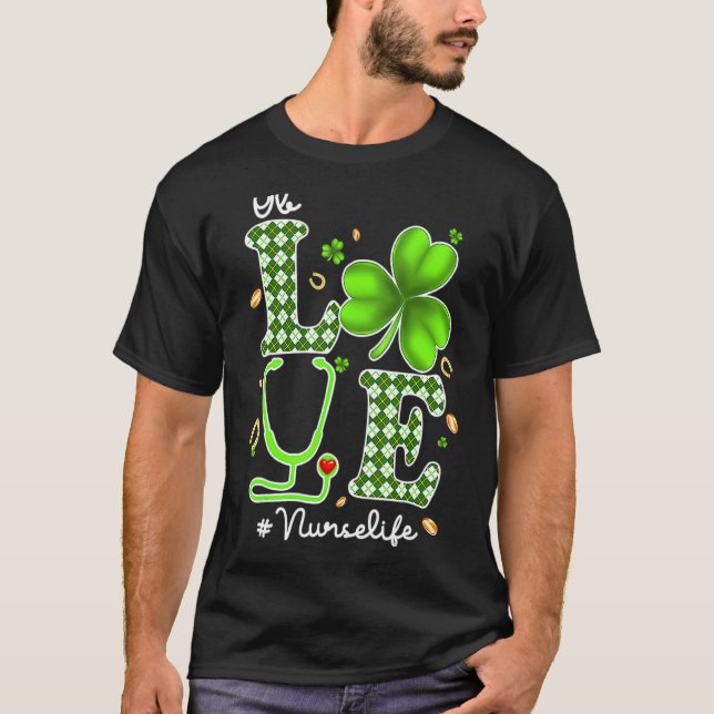 Camiseta Enfermera de Ob St Patricks Day Love Stethoscope R (Anverso)