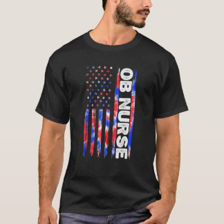 Camiseta Enfermera de Obstetricia OB Corbata Tinte Bandera