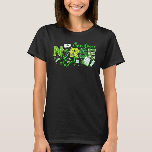 Camiseta Enfermera de oncología St Patricks Day Love Stetho (Anverso)