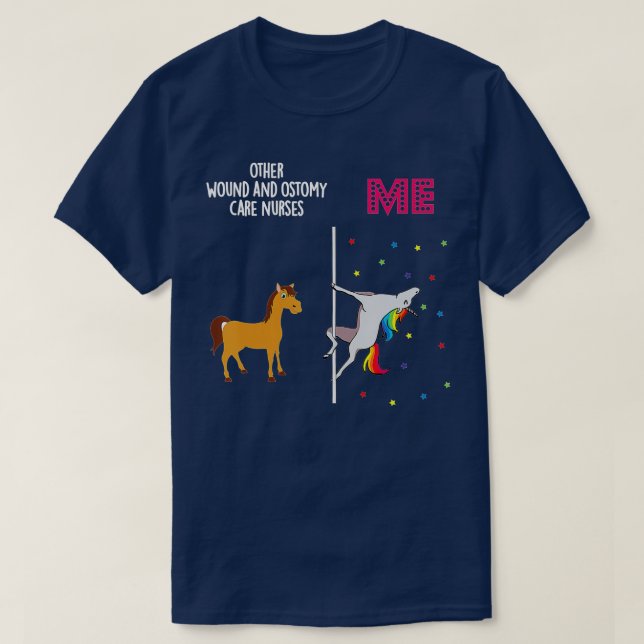 Camiseta Enfermera De Ostomía Herida Unicornio (Diseño del anverso)
