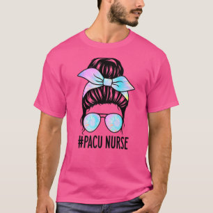 Camiseta Enfermera de PACU para mujeres Desordenado bun Car