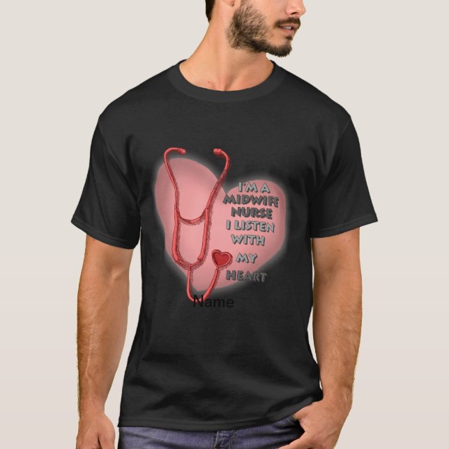 Camiseta Enfermera de parteras del corazón rojo (Anverso)