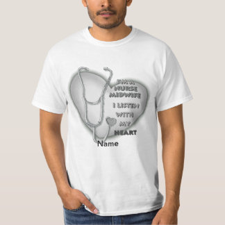 Camiseta Enfermera de parteras en el corazón gris