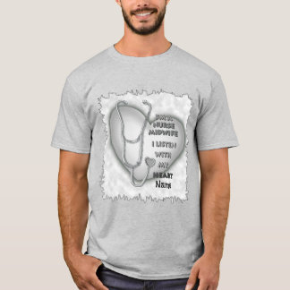 Camiseta Enfermera de parteras en el corazón gris