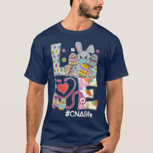 Camiseta Enfermera de Pascua AMOR Bunnies Stethoscope CNA L