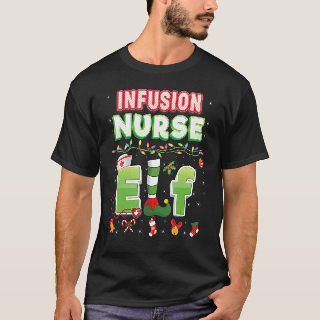 Camiseta Enfermera de perfusión Navidades elfos suaves (Anverso)