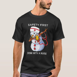 Camiseta Enfermera de primera bebida Dabbing Snowman Xmas S