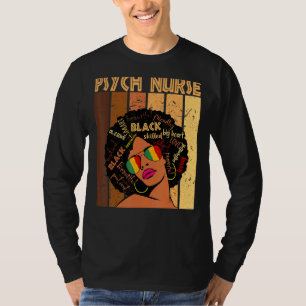 Camiseta Enfermera de psicología afroamericanas negro hilo
