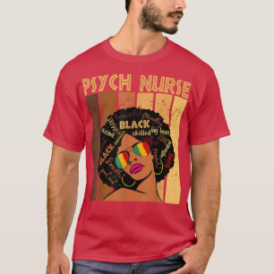 Camiseta Enfermera de psicología afroamericanas negro hilo 
