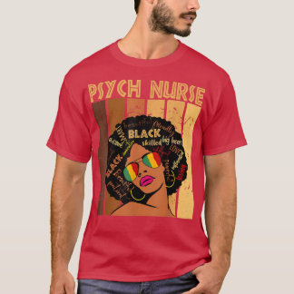 Camiseta Enfermera de psicología afroamericanas negro hilo