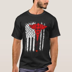 Camiseta Enfermera de ropa patriótica delgada línea roja ba