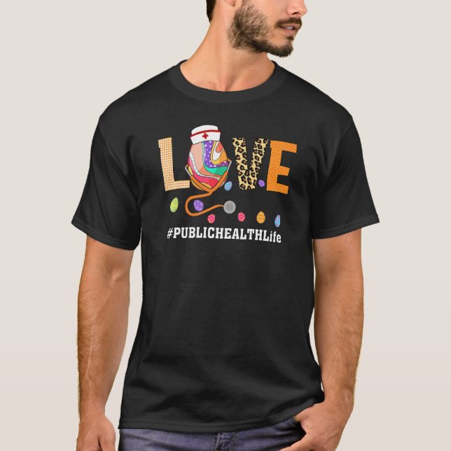 Camiseta Enfermera de Salud Pública Plaid Egg Bunny Love St (Anverso)
